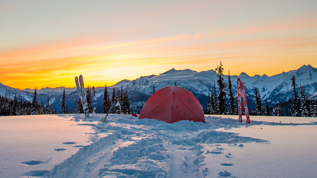 access tent at sunset