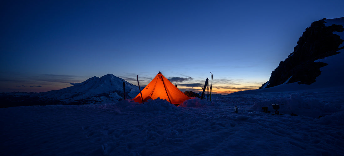 front range tarp shelter at night