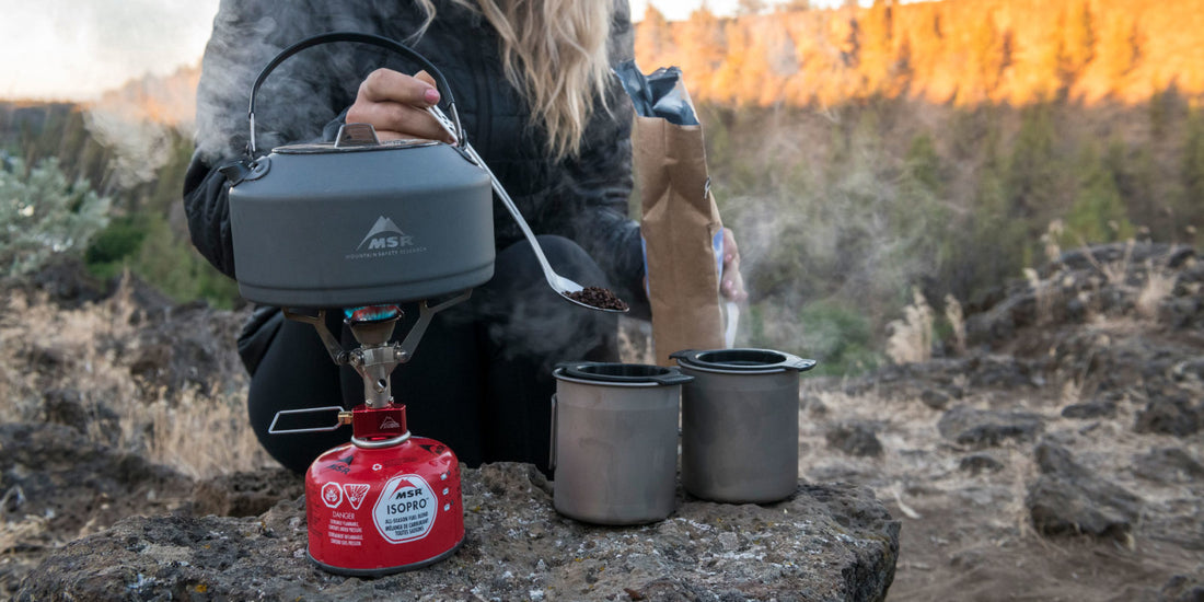 Coffee outside MSR Pika Tea Pot