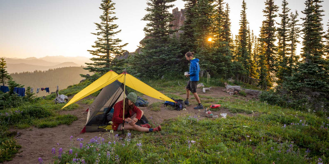 backpackers use MSR Thru-Hiker Wing shelter