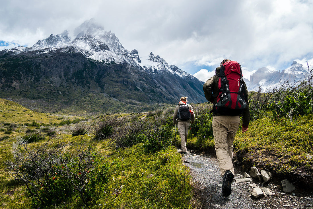 backpacking walking on trail