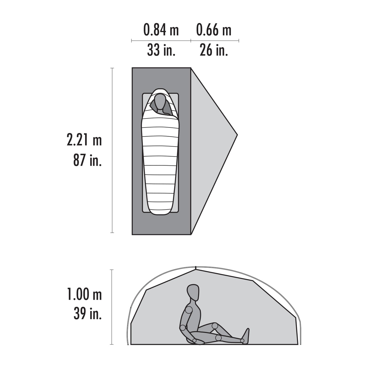 FreeLite™ 1-Person Ultralight Backpacking Tent | Dimensions