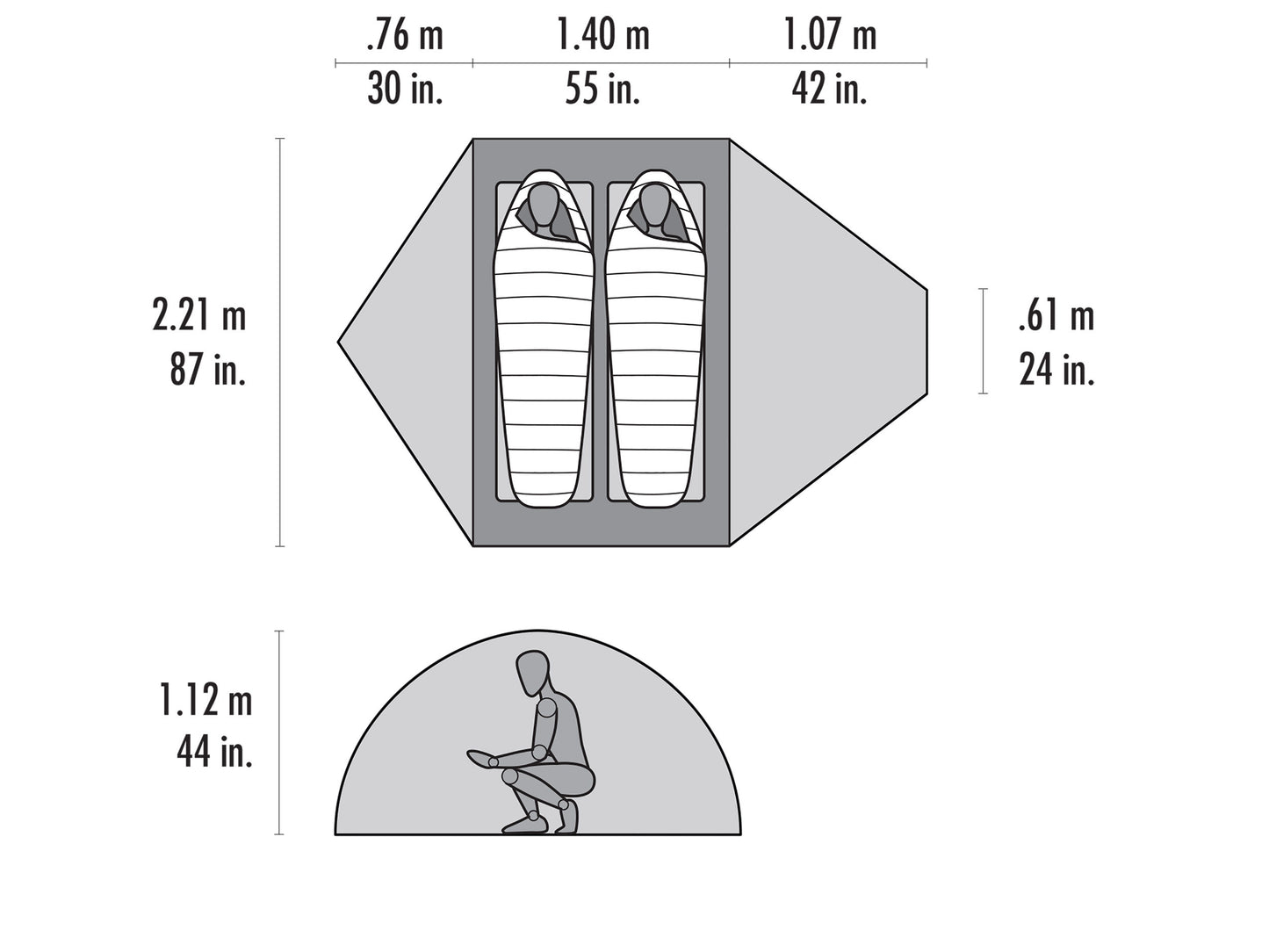 Remote™ 2 Two-Person Mountaineering Tent | Tent Dimensions | MSR