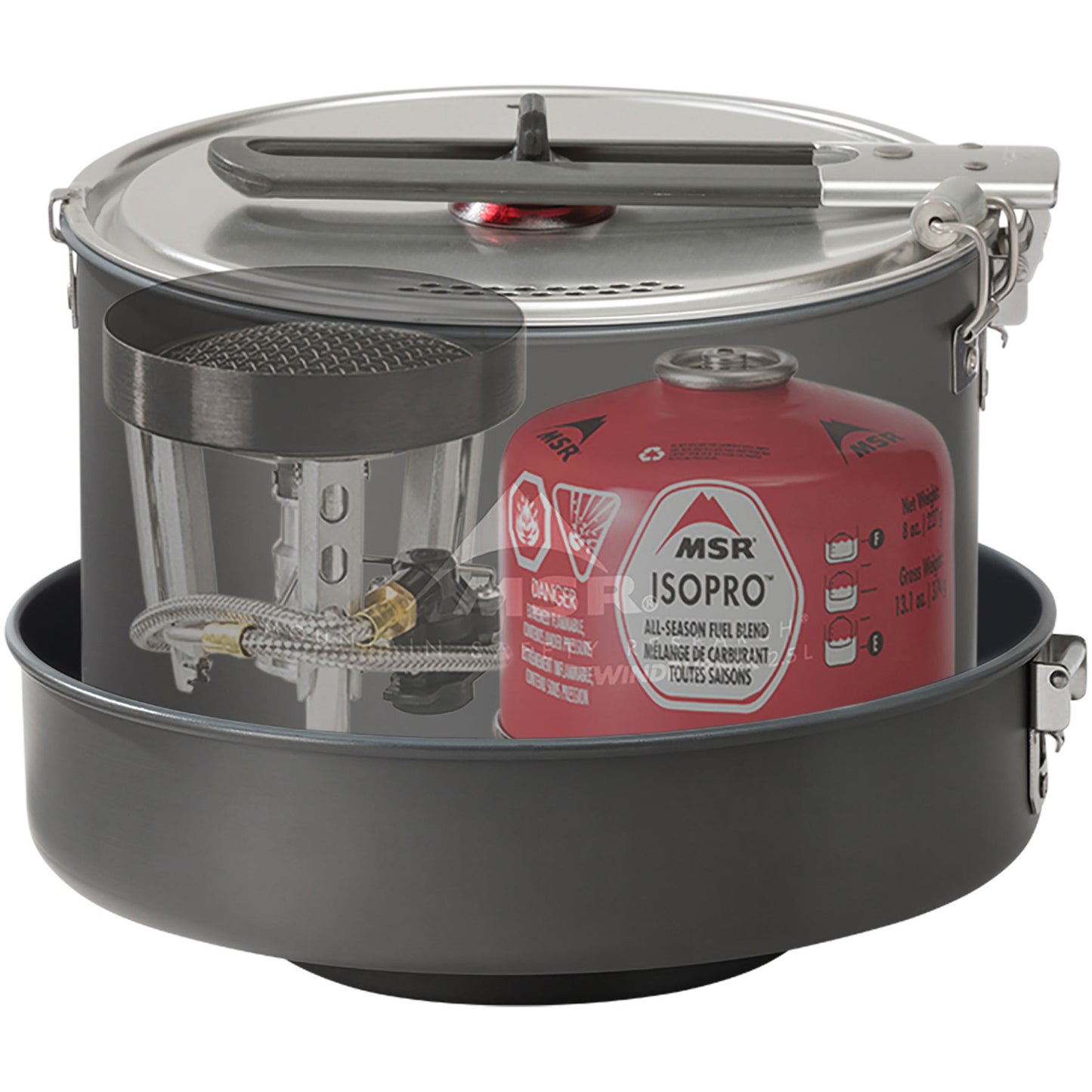 MSR WindBurner® Stove System Combo | Skillet & 2.5L pot shown with 8-oz. IsoPro fuel canister (sold separately)