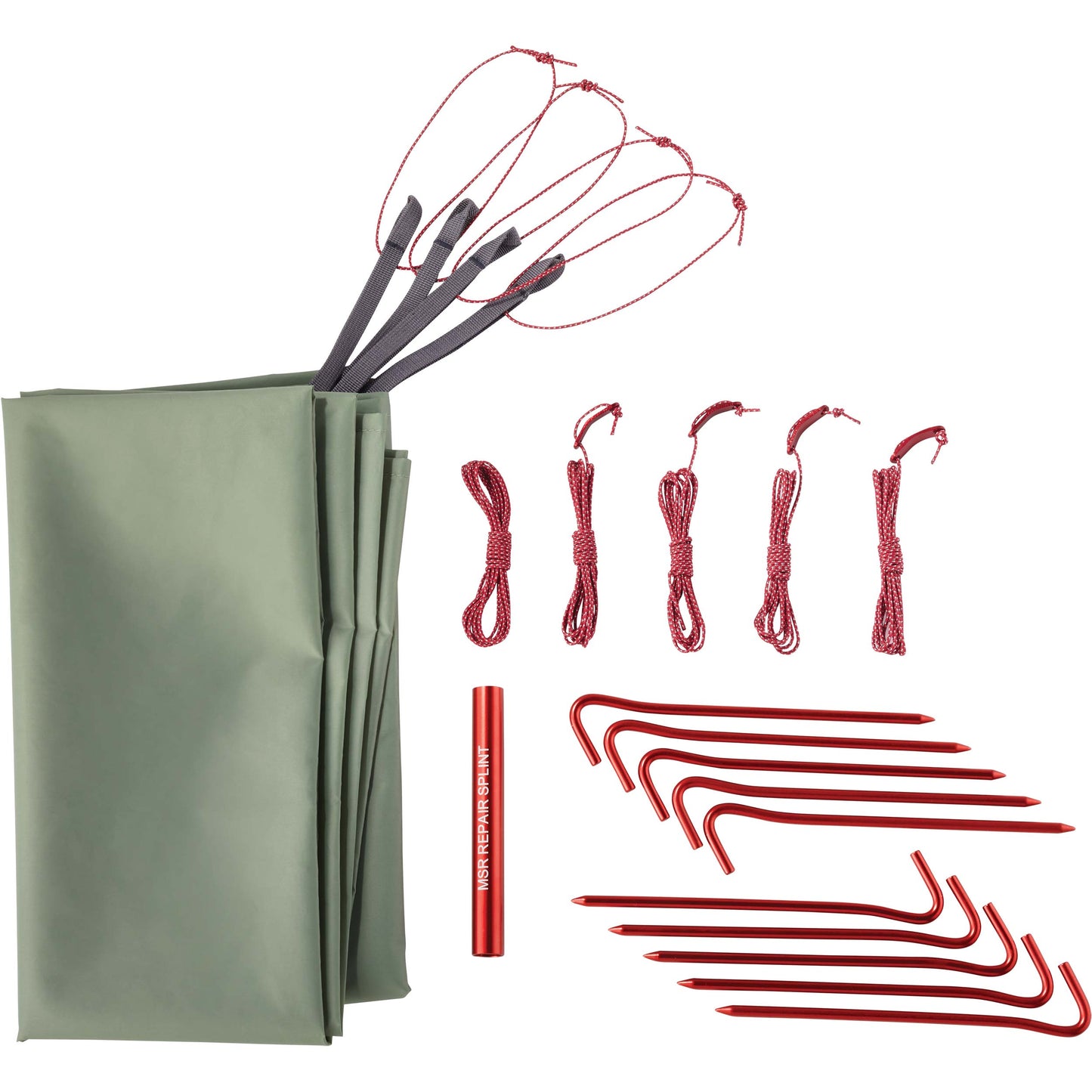 Included with Elixir Tents: Footprint, Guy Lines, 10 Hook Stakes and Repair Splint