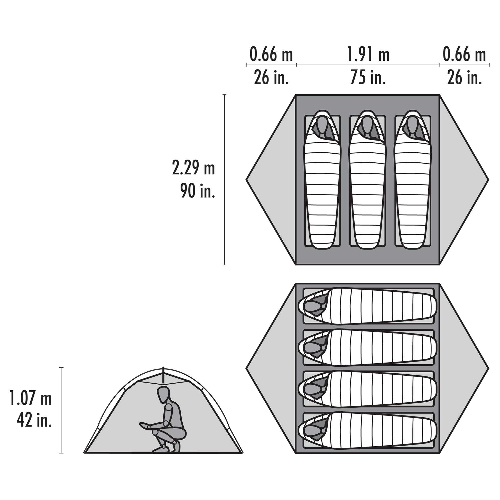 black and white tent 3 personen MSR Hubba Hubba HD 3 Tent